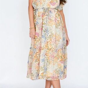 Lucy Paris Multicolor Floral Midi Dress